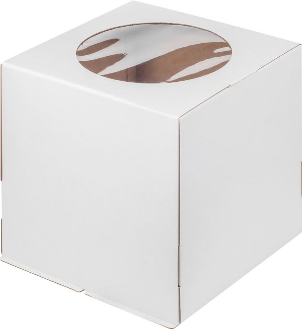 Коробка для торта из прочного микрогофрокартона. Состоит из двух частей: верх + дно.