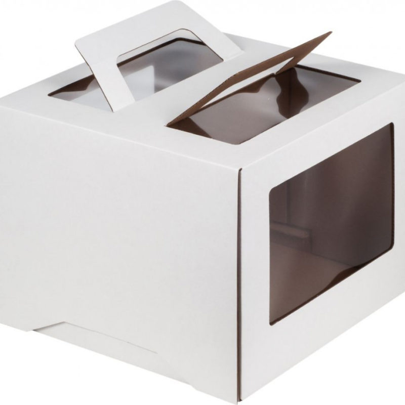 Коробка для торта из прочного микрогофрокартона самосборная