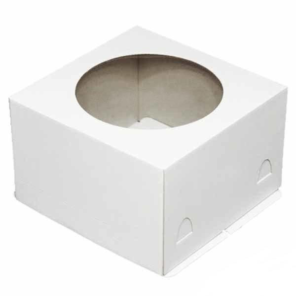 Коробка для торта из прочного микрогофрокартона c прозрачным окном. Состоит из двух частей: верх + дно.