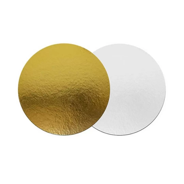 Подложка для торта круглая диаметр 26 см., толщина 3,2 мм., цвет золото/жемчуг, двухсторонняя