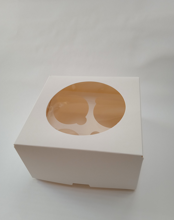 Коробка для капкейков на 4 шт. с окном и с ложементом-вкладышем (белая)