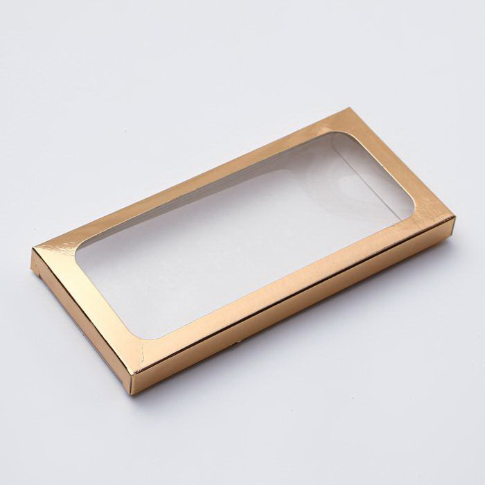 Коробка под плитку шоколада, с окном, золотая