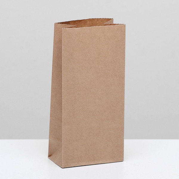 Пакет крафт бумажный фасовочный, прямоугольное дно 18 х 12 х 29 см